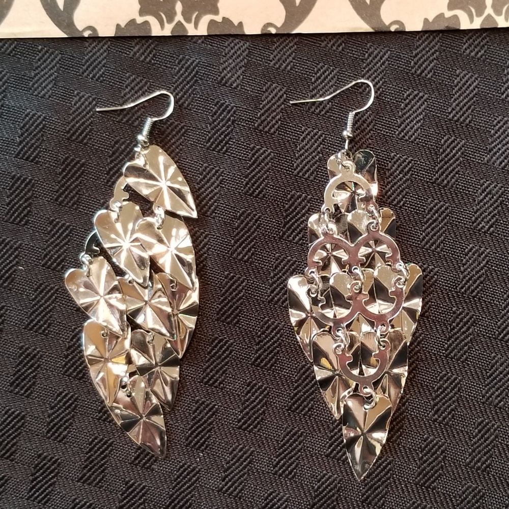 Silver Chandelier Leaf Earrings